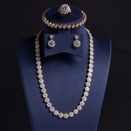 Radiant crystal jewelry set with round cut